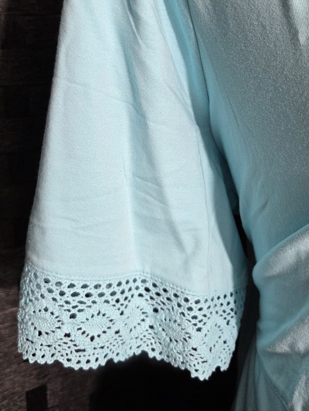 Denim & Co. Light Blue Perfect Jersey Maxi Dress Lace Trim NWOT - Picture 6 of 13